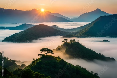 Fog and morning light in the jungle..