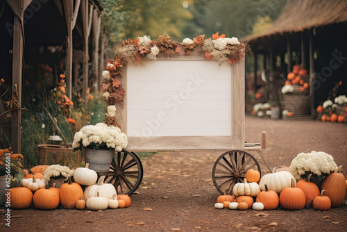 Wedding sign mock-up, pumpkin patch