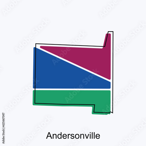 Simple Map of Andersonville, colorful modern geometric with outline illustration design template, suitable for your design photo