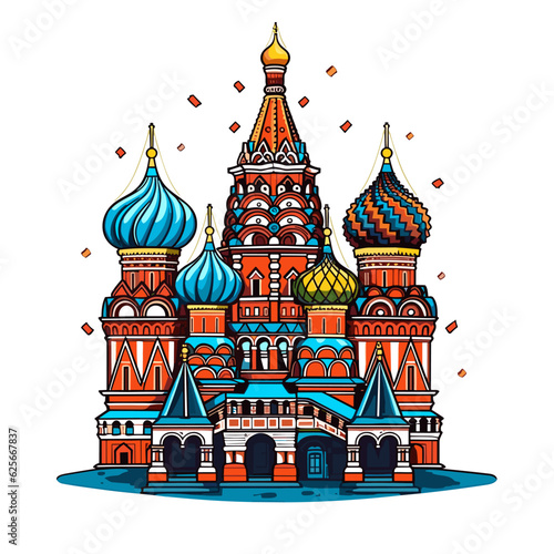 Saint Basil's Cathedral hand-drawn comic illustration. Cathedral of Vasily the Blessed. Vector doodle style cartoon illustration