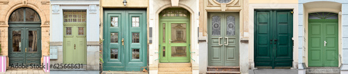 Collage of green old doors