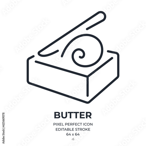 Butter editable stroke outline icon isolated on white background flat vector illustration. Pixel perfect. 64 x 64.