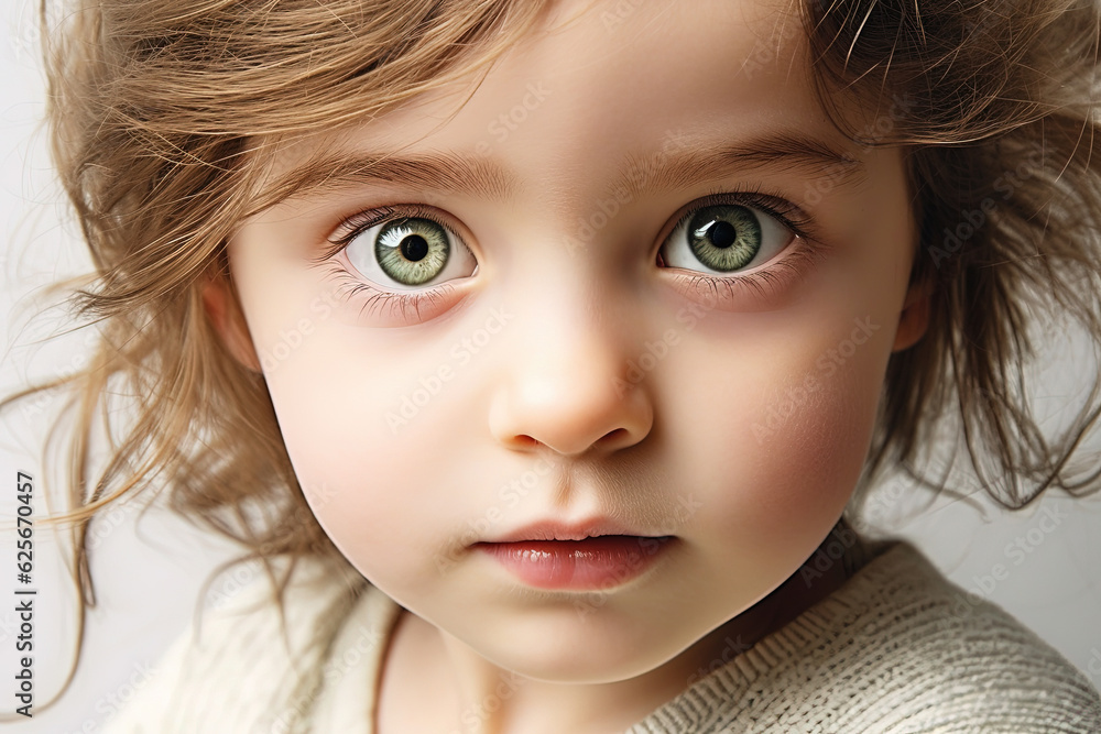 portrait of cute child with big green eye. Generative Ai portrait of cute child with big green eye. Generative Ai
