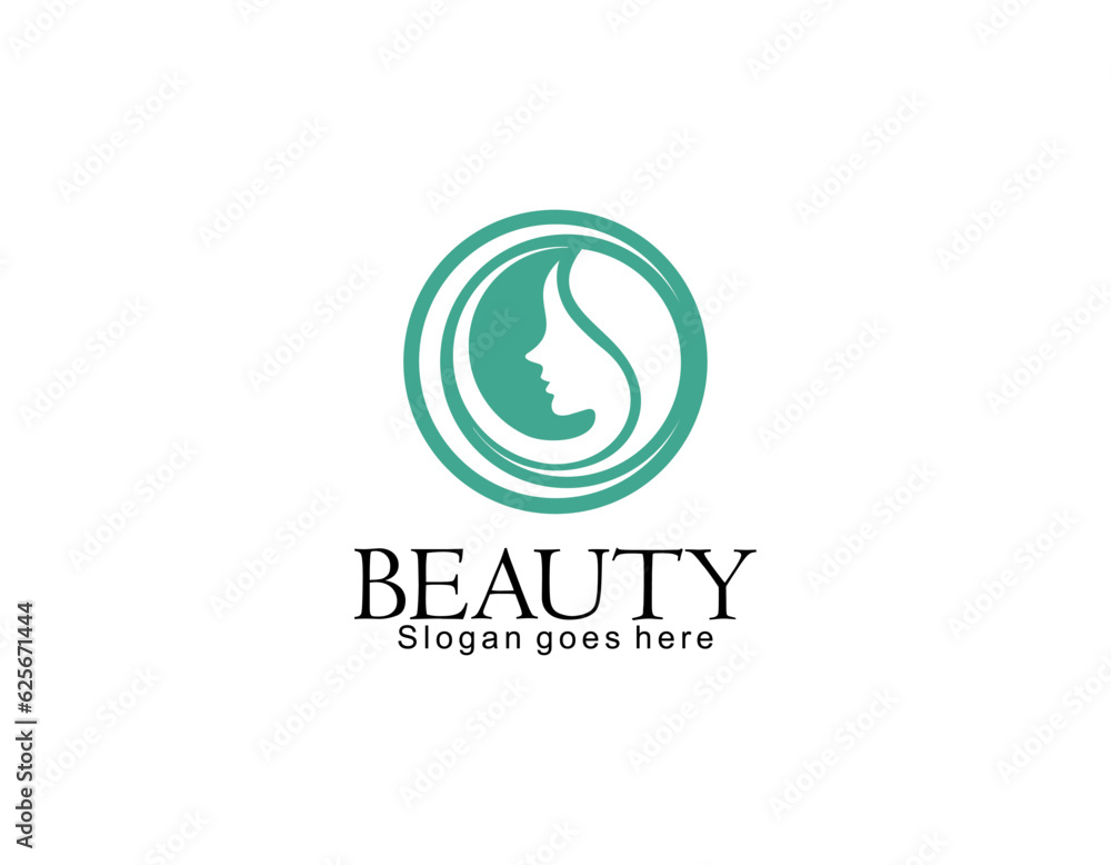 Vector logo and branding design templates in minimal style, for beauty center, fashion studio, haircut salon and cosmetics - female portrait, beautiful woman's face