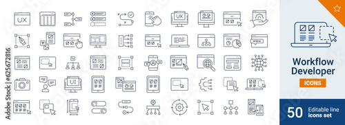 Workflow developer icons Pixel perfect. UX design,web flow,application, ...