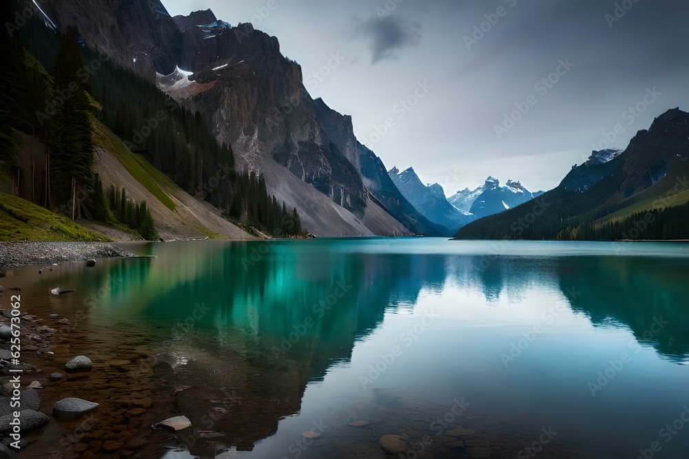 lake reflection  generated by Ai technology