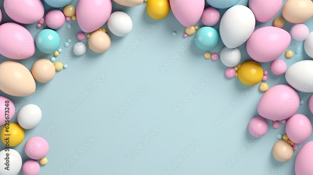 Perfect colorful handmade easter eggs isolated on a blue background