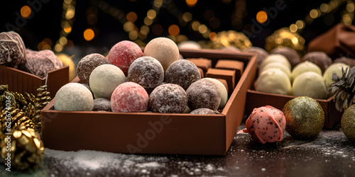 christmas pralines in a gift box photo