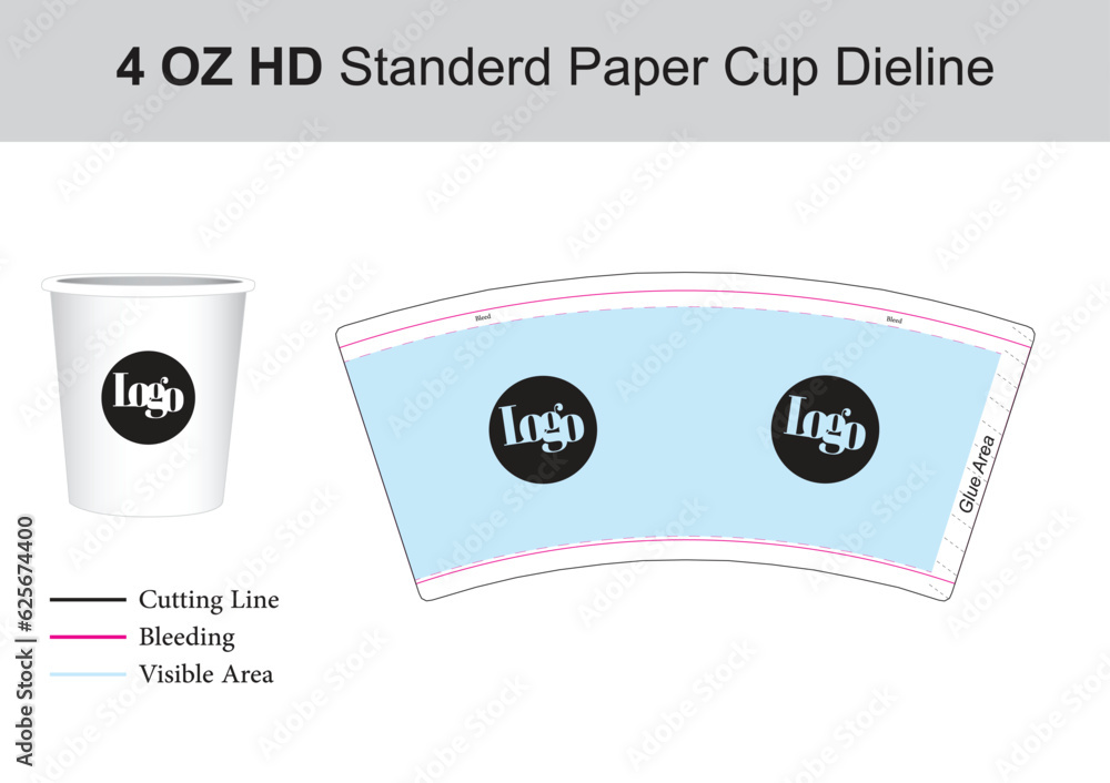 4oz Single Wall paper cup template