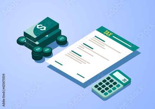 Tax preparation abstract concept vector illustration. The corporate tax, taxable income, fiscal year, document preparation, payment planning, corporate accountancy, and annual return abstract metaphor