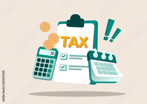 Tax preparation abstract concept vector illustration. The corporate tax, taxable income, fiscal year, document preparation, payment planning, corporate accountancy, and annual return abstract metaphor