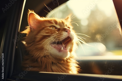 Cute cat looking out of car window , AI Generated © dark_blade