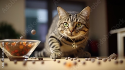 Cute cat eating cat food