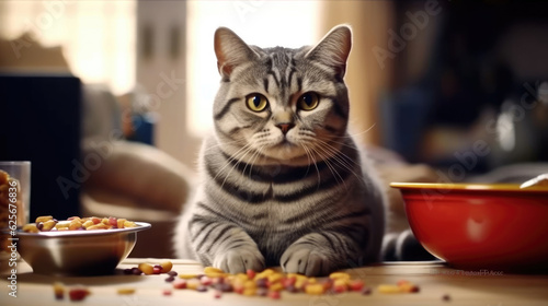 Cute cat eating cat food