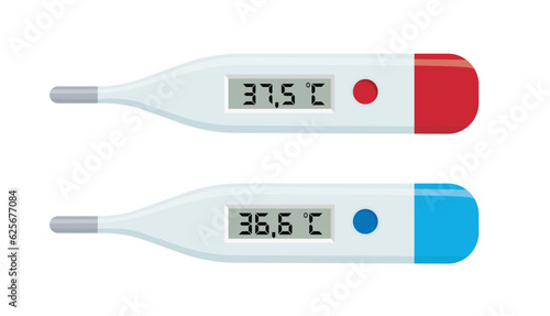 Medical thermometer. Classic medical mercury a for temperature measurement. Healthcare and medical equipment vector illustration