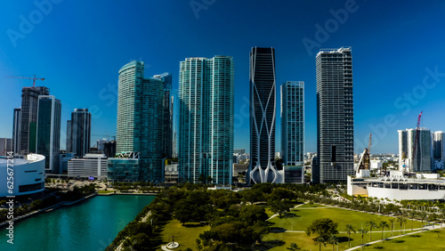 Aerial view of South Beach, Miami Beach, Florida, USA. 
 Drone view of Miami Beach. 