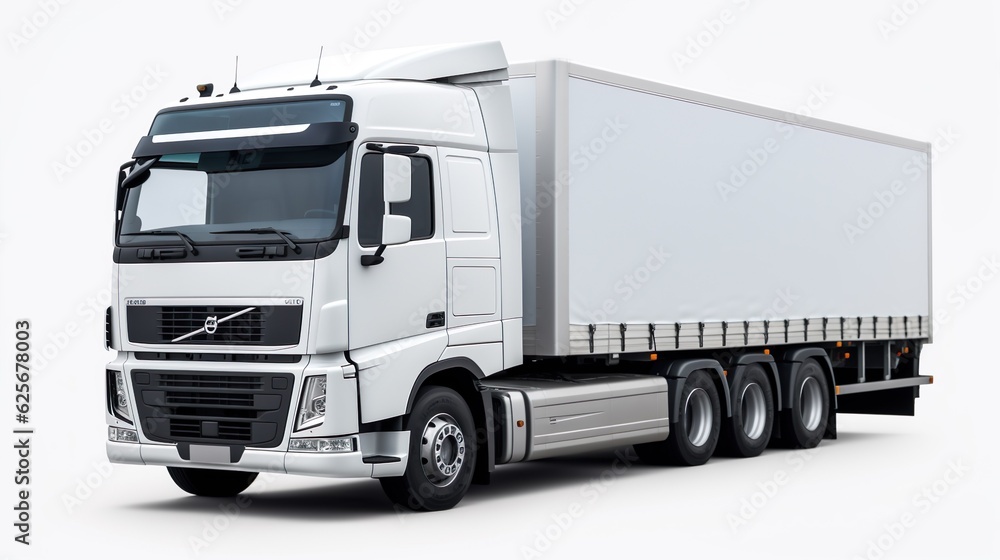 White cargo truck isolated on white. PNG format with transparency
