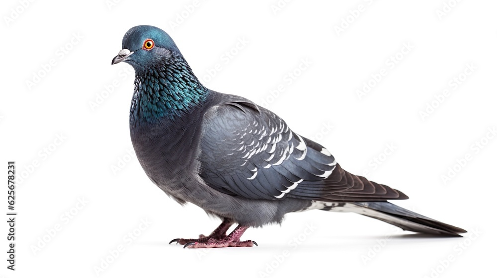 close up full body of speed racing pigeon bird isolate white background close up full body of speed racing pigeon bird isolate white background