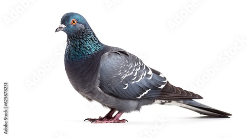 close up full body of speed racing pigeon bird isolate white background