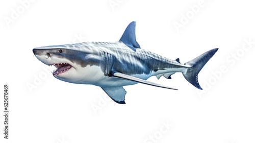 Big shark isolated on transparent white fear isolated on white background