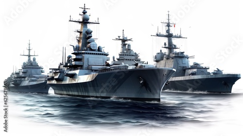 Military equipment, missiles launcher on the modern warship isolated background png