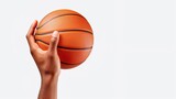 Closeup portrait of a male hand holding basket ball African sportsman png
