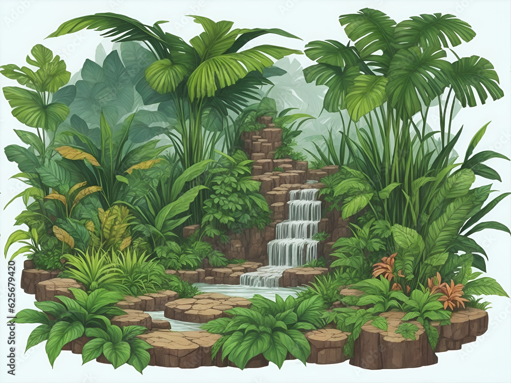 Fototapeta premium Waterfall in the forest. AI generated illustration