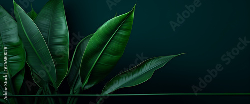 Tropical leaves Background Copy Space. Generative AI