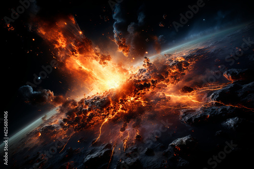 explosion of earth. elements of this image furnished,generative ai