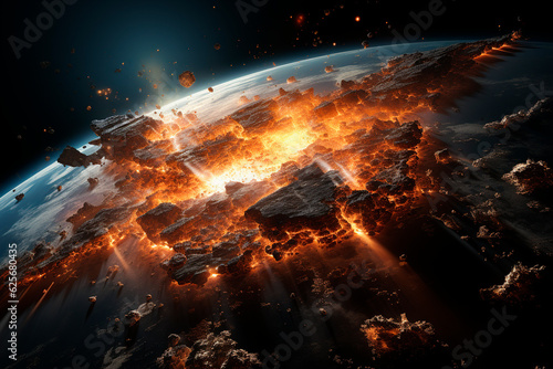 explosion of earth. elements of this image furnished,generative ai