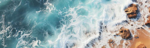 Wallpaper Mural Crashing waves on the shoreline. Aerial ocean view. Generative AI Torontodigital.ca
