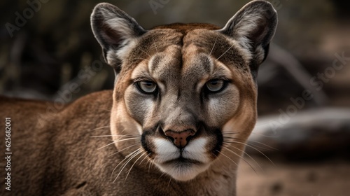 Cougar in a Wild Nature. Mountain Lion Dee Dee Triple D Montana USA. Cougar. Puma. Mountain Lion. Made With Generative AI.