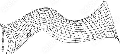 Net flying waving. Texture wave textile. Fabric square cells sea wind. Vector illustration rolling hills. Flag windy stream flow. Network structure surface checkered background sport lines border.