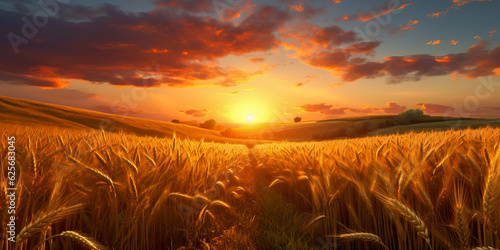 wheat field at sunset