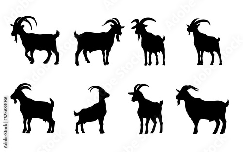 goat silhouette collection, vector illustration