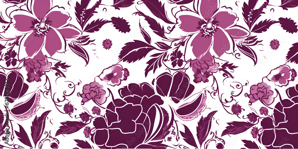 Floral pattern with decorative flowers and plants