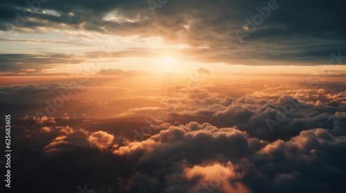 the sun rises over some clouds in this beautiful sunset.
