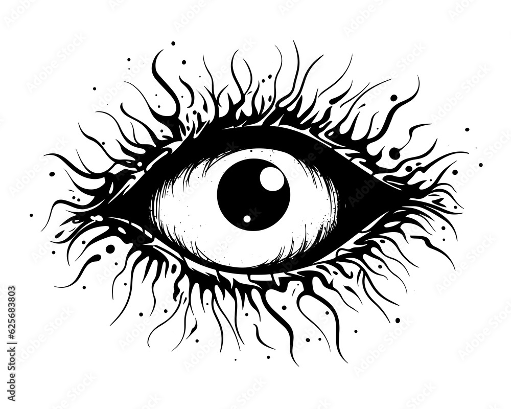 Obraz premium Eye Pupil Hair Wool Roots Branches Tattoo Symbol