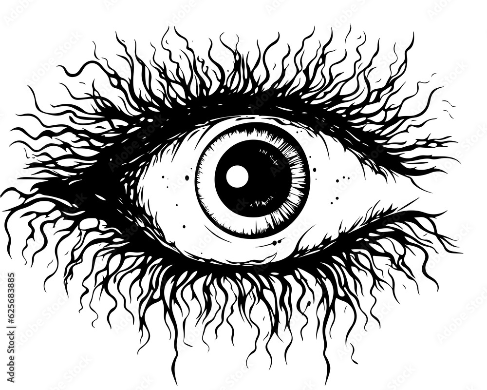 Fototapeta premium Eye Pupil Hair Wool Roots Branches Tattoo Symbol