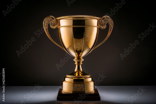 Gold trophy on black background, the concept of winners