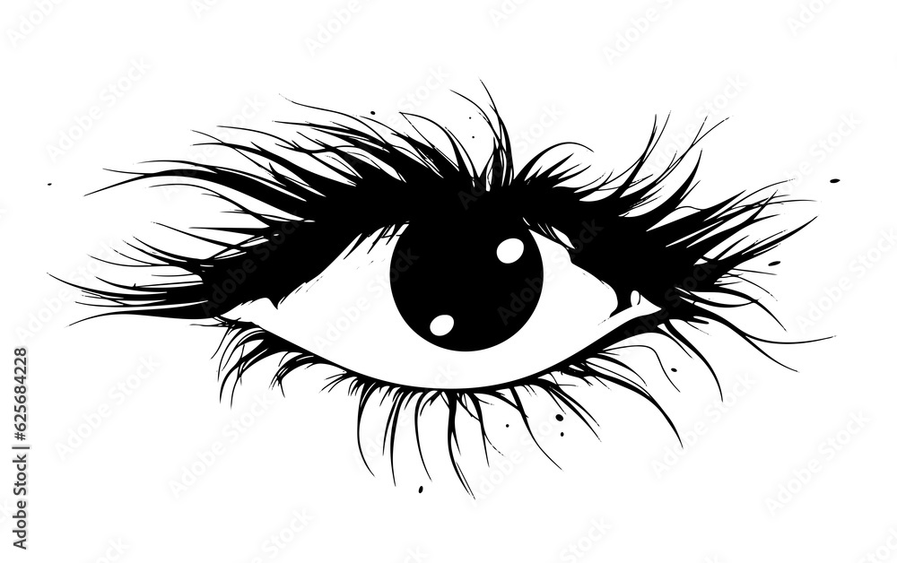 Fototapeta premium Eye Pupil Hair Wool Roots Branches Tattoo Symbol