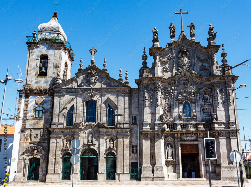 Facade of the Igreja do Carmo church, in Porto, Portugal, Europe