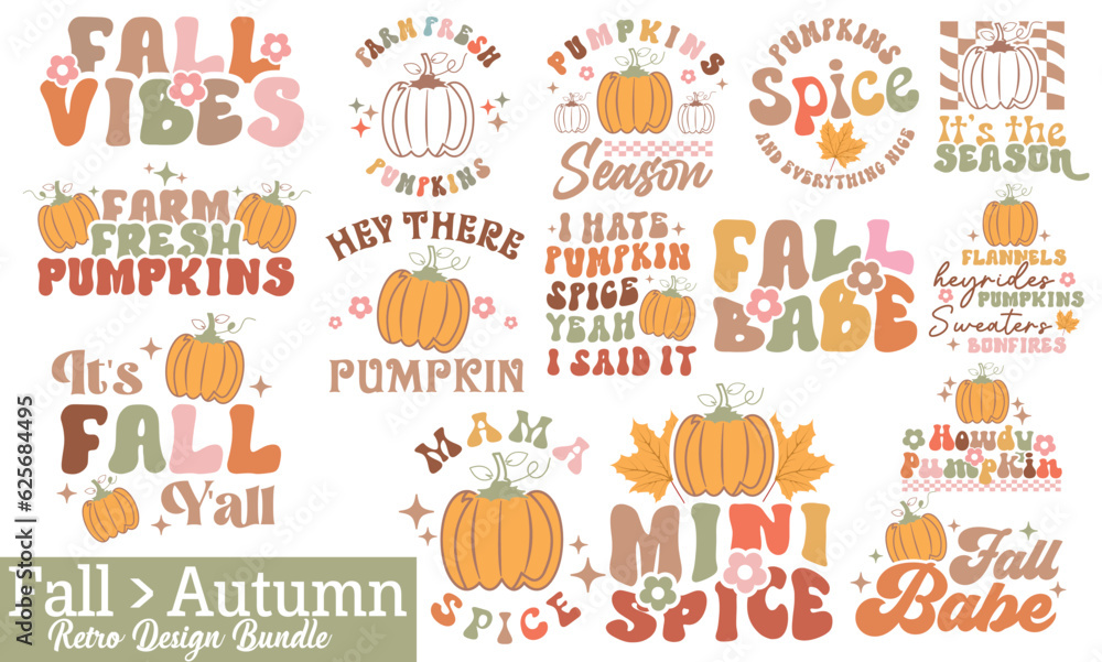 Fall Autumn Retro SVG Bundle.