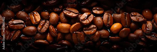 Naklejka na ścianę ziarna kawy. Fotografia kulinarna z bliska