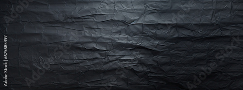 panorama of a piece of black paper, texture crumpled and wrinkled pattern, dark color, graphic resources, background, AI