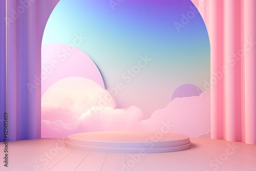 Stand podium wall scene pastel color background  geometric shape for product display presentation. Minimal scene for mockup products  stage showcase  promotion display.