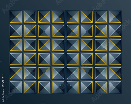 blue and yellow mosaic geometric pattern, diamond effect background, gradient triangles