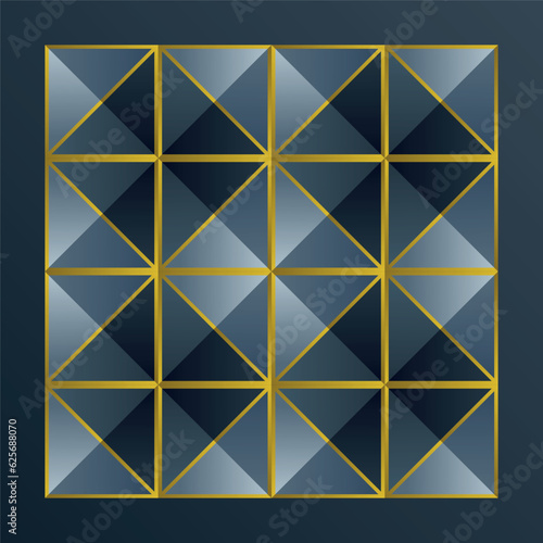 mosaic geometric pattern of blue and yellow gradient rhombuses, triangle pattern