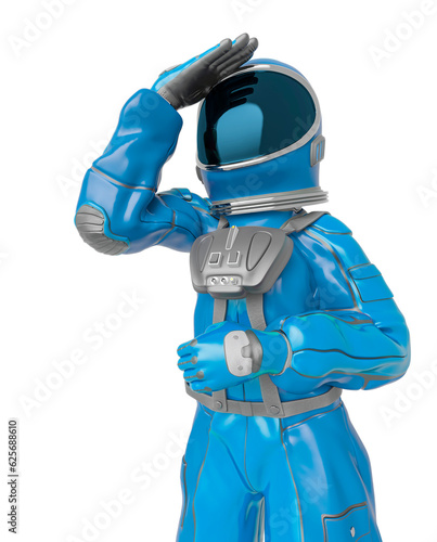 astronaut girl is blibded on close up view