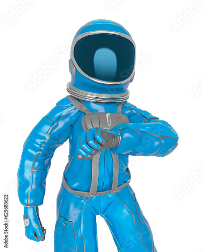 astronaut girl is checking the air and also the time on close up view
